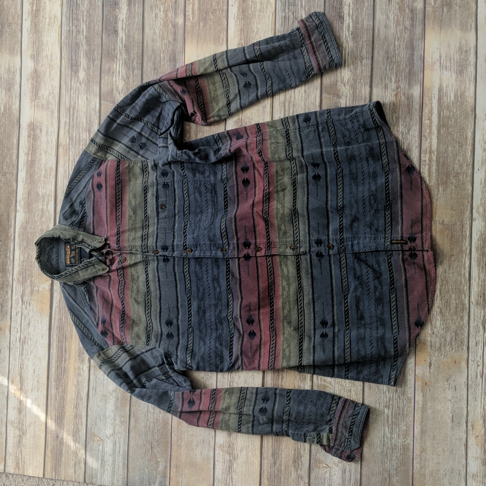 Vintage Woolrich Aztec Flannel Button Down Shirt Size XLT